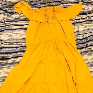 Yellow off the shoulder dress
